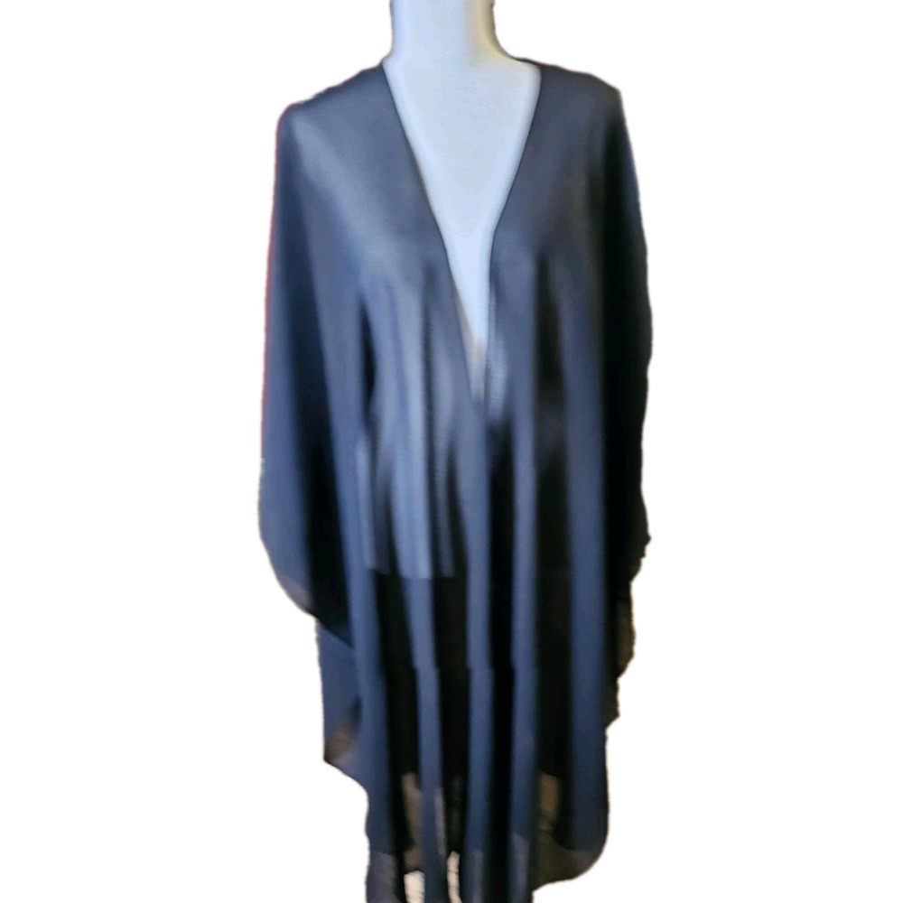Maggie Barnes One Size Black Sheer Kimono,Cover-Up,Beachy,Casual,Party Cocktail